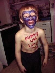 little boy body paint laughing Aaron Dow