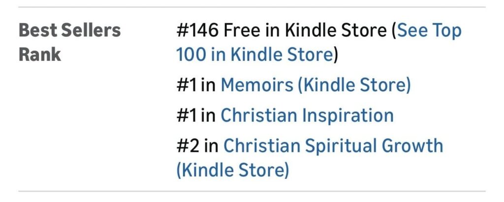 #1 Amazon Bestseller in Memoir and Christian Inspiration